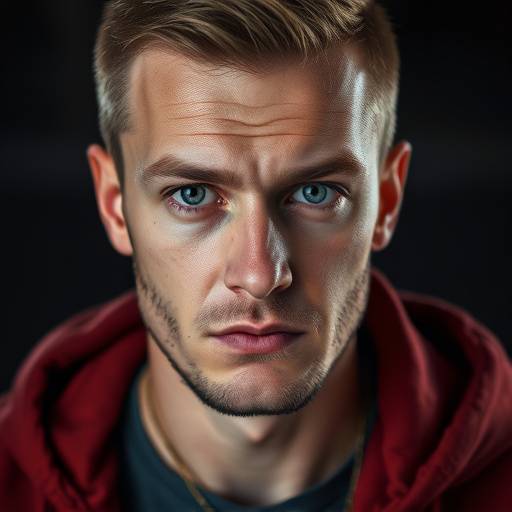 Portrait of Dmitri Volkov, co-founder, with a determined expression